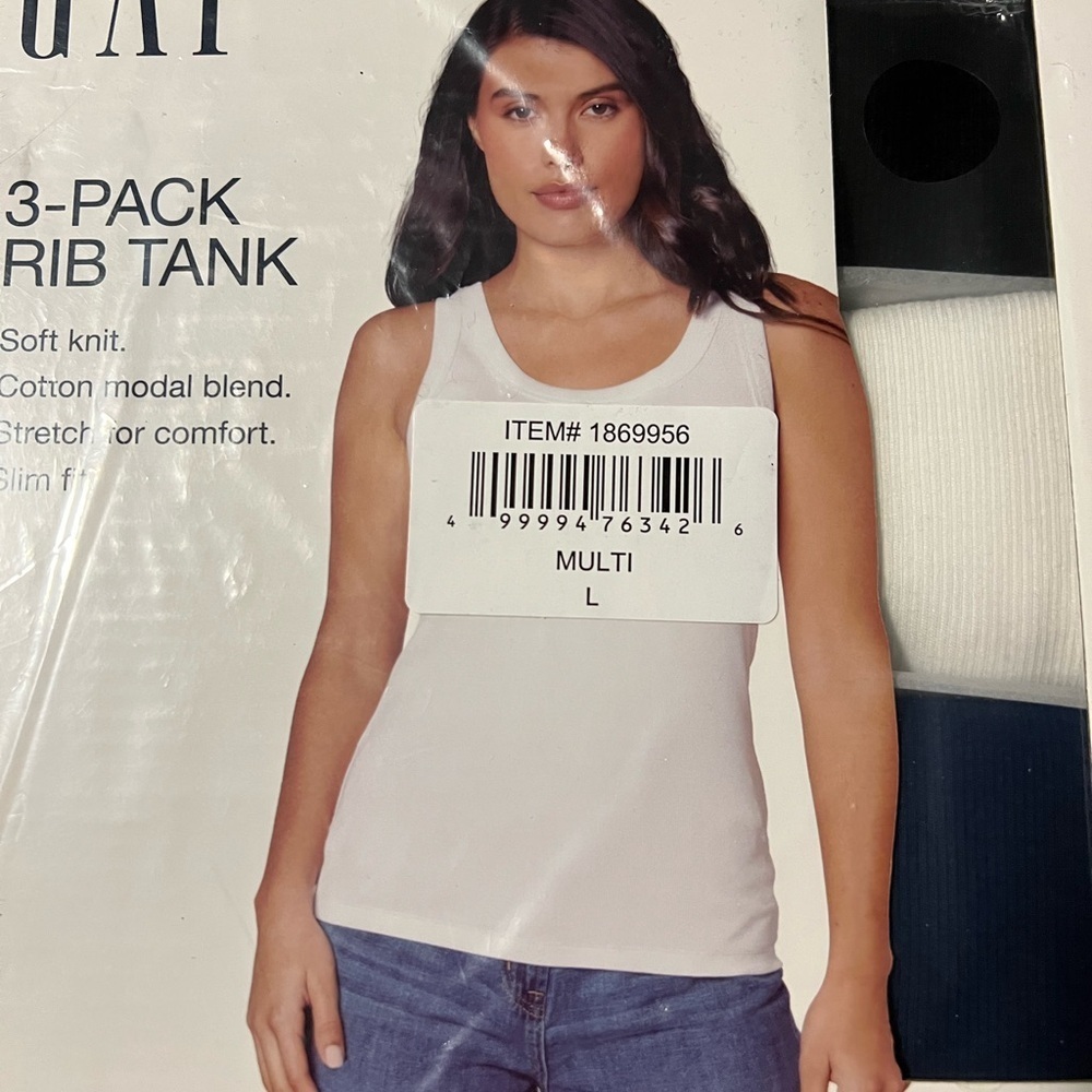 New Gap 3 pack ribbed tank top S L‎ navy black white